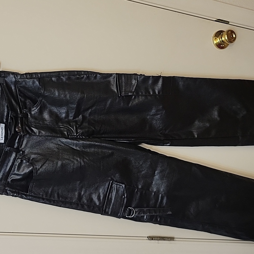 Black Wide Leg Faux Leather Pants